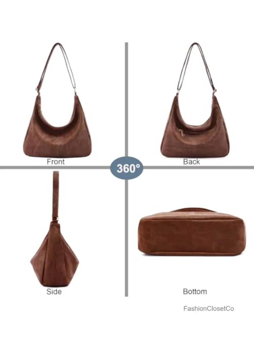 Vegan Leather Slouchy Hobo Bag Crossbody Shoulder Purse Large Tote